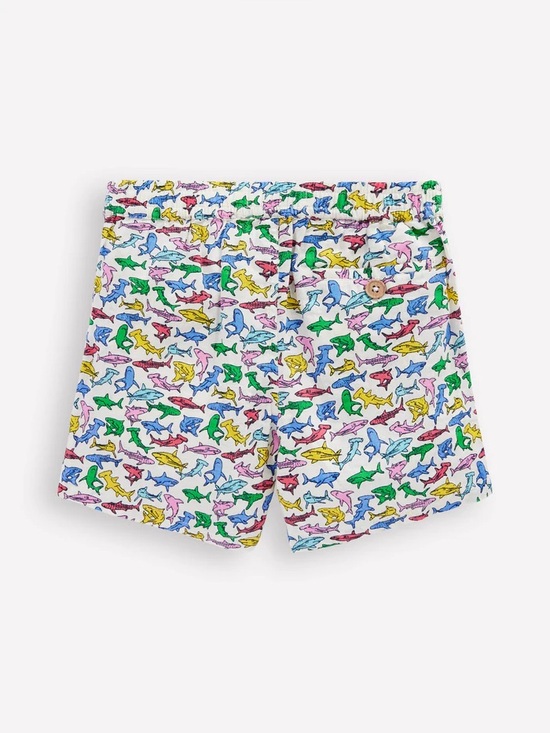 Mini Boden Other - Mini Boden Cotton Linen Shorts Multi Micro Sharks 12-13Y